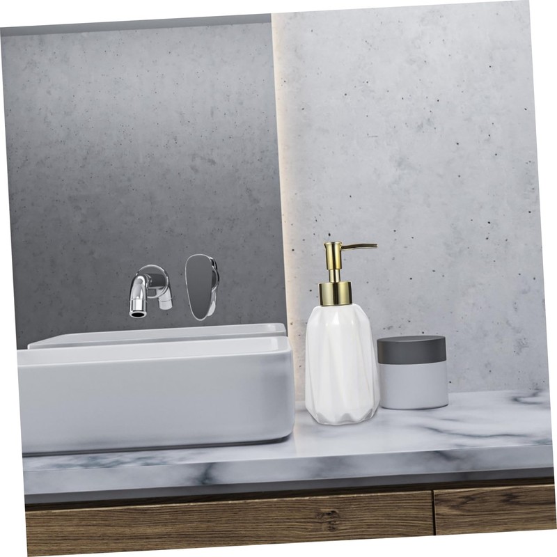 IWOWHERO Ceramic Refillable Lotion Dispenser Bottle White Press Pump Capacity