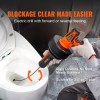 25FT Cordless Electric Drain Snake 12V Auto Feed Pipeline Remover