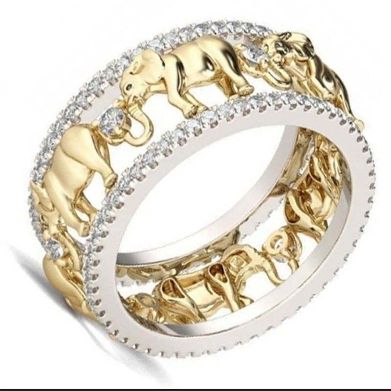 Yarrzhen 925 Sterling Silver Cubic Zirconia Yellow Gold Beautiful Elephant