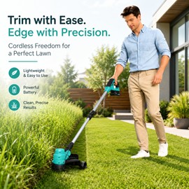 20V Cordless String Trimmer for Lawn Care – 12" Grass Trimmer & Edger with Auto Line Feed for Yard Work