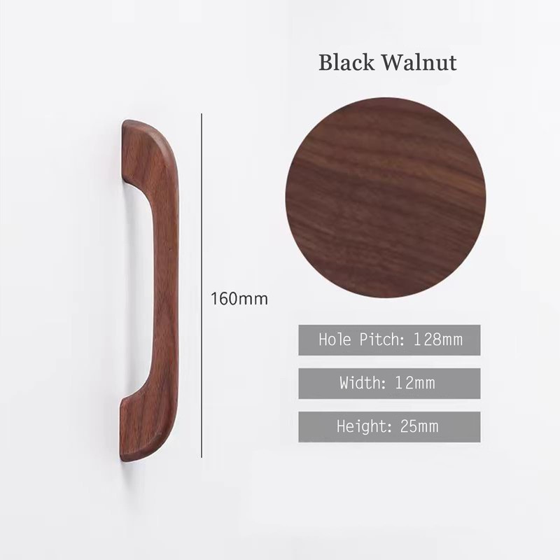 KOVNISE 2 PCS Cabinet Pulls Solid Wood Pulls Dark Walnut