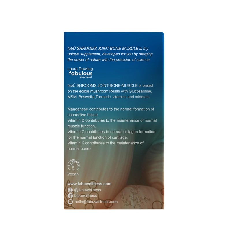 fabÜ JOINT-BONE-MUSCLE - Reishi Mushroom Supplement with Glucosamine, MSM, Boswellia,