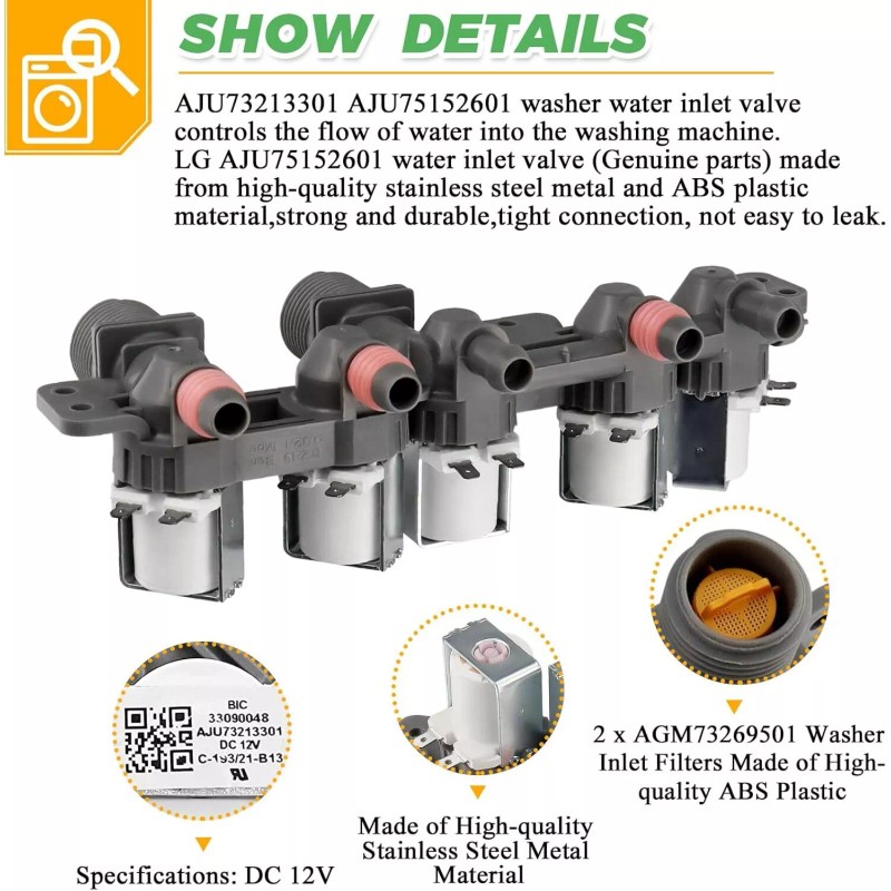 For LG,LG,Kenmore Washer Water Inlet Valve For LG WT5070CW WT4970CW