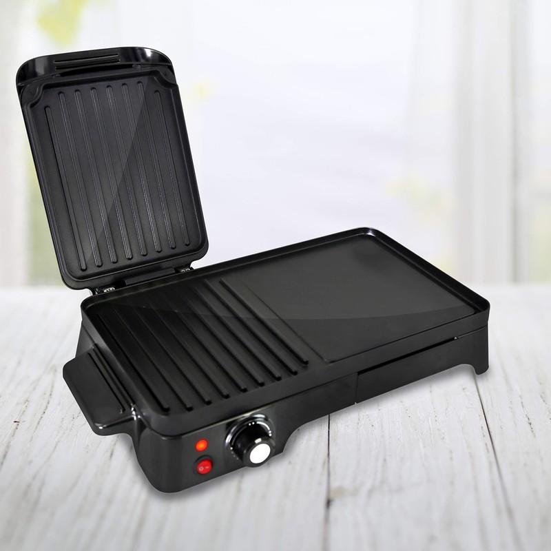 Nutrichef 2-in-1 Panini Press Grill & Griddle | Nonstick Coating,