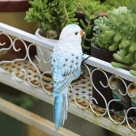 TAYASH Resin Parrot Flower Pot Hugger Decorations,Parrot Animal Sculpture Hanging Realistic Parrot Garden Ornament for Patio Yard Balcony Lawn Figurine Tree Decor (White)