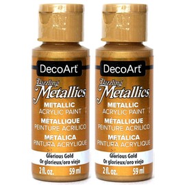 2-Pack - DecoArt Dazzling Metallics Acrylic Colors - Glorious Gold, 2-Ounces Each