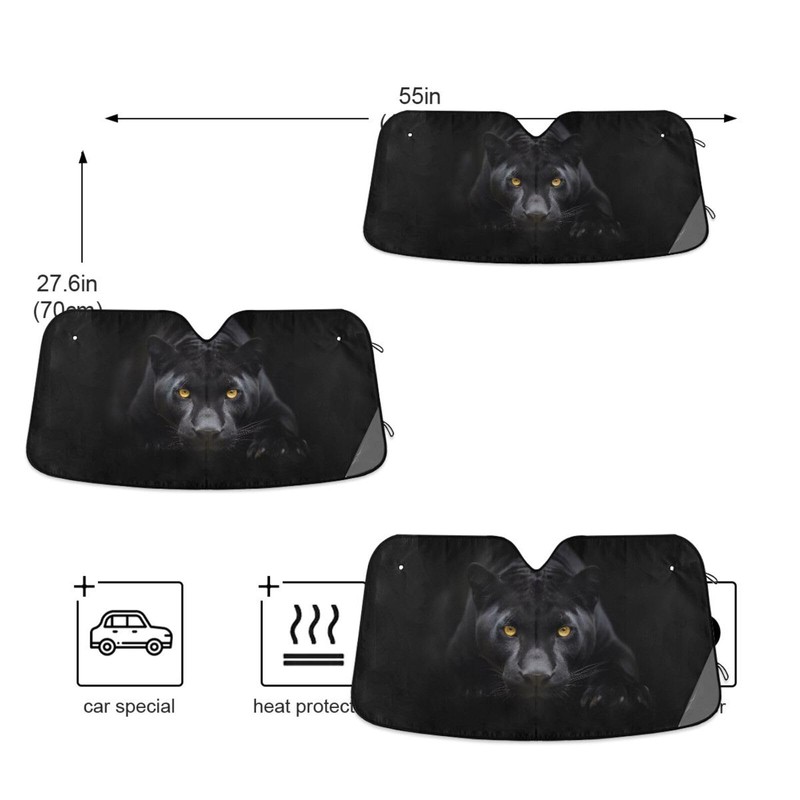 Qilmy Cool Panther Car Windshield Sunshade Automotive Sun Visor Protector
