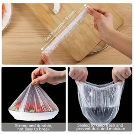 Pack of 100 Reusable Cling Film with Elastic Covers for Food, Elastic Food Storage Bags, Sealing Bags, Food Cover