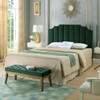 24KF Jade Velvet Tufted Queen Upholstered Headboard, Modern Vertical Channel