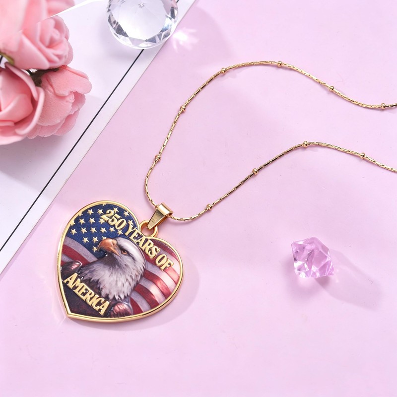 Melix Home America 250 Merchandise American Eagle Flag Necklace Patriotic