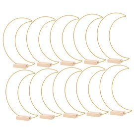Yardenfun 10 Sets Floral Ring Centerpiece Floral Ring Wreath DIY Table Wreath Hoop Metal Hoops for Crafts Moon Wreath Hoops Flower Garlands Table Hoop Wood Wedding Table Business Card Holder