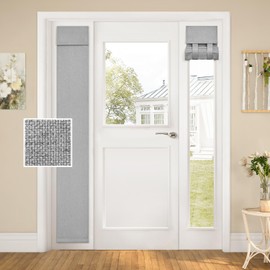 HOMEIDEAS Blackout Linen Sidelight Curtains for Front Door, Side Door Window Curtains, Small Window, Modern Farmhouse Covering Decor, 1 Panel, W12 X L68 Inch, Light Grey