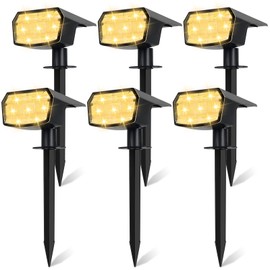 Sucolite 6-Pack Solar Spot Lights Outdoor Waterproof IP65, 3 Lighting Modes 2-in-1 Solar Landscape Spotlights for Yard, 59 LED Solar Powered Wall Lights for Garden Pathway Driveway Walkway, Warm White