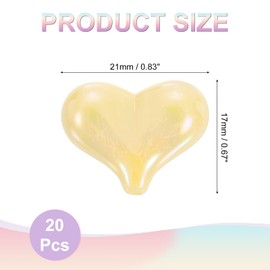 sourcing map 20Pcs Acrylic Heart Focus Beads, 21x17mm Heart Shape Focal Pens Beads Loose Bead for Pens (Yellow)