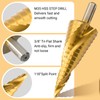 TOOLMAYS M35 Titanium Coated Step Drill Bits, 18 Size 3/16