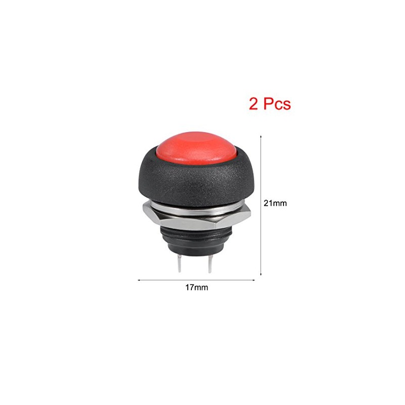 sourcing map 2Pcs,12mm Red Momentary Push Button Switch Round Flat
