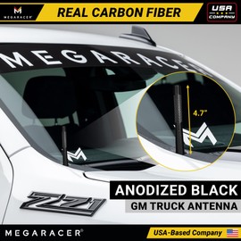 Anodized 5" Short Black Carbon Fiber Truck Antenna for Chevy Silverado & GMC Sierra 1500 2500 (1999-2026) – Billet Aluminum, UV & Chip-Resistant, Car Wash Safe, Small Stubby Replacement Accessories