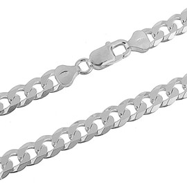 HarlemBling Men's Flat Cuban Chain Solid 925 Sterling Silver - Made In Italy - 18-30" - 4mm 5mm 6mm 7mm 8mm (30, 6mm)