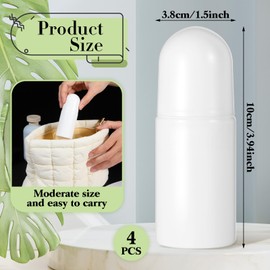 JJUNW 4 PCS 50ml Empty Roller Bottles with Plastic Roller Balls, Refillable Roller Bottle Leak-Proof White, Deodorant Roll On Bottles Containers with Caps, for Essential Oils Perfume Cosmetic (Round)