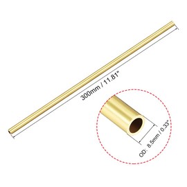 sourcing map Brass Round Tube, 300mm Length 8.5mm OD 1mm Wall Thickness, Seamless Straight Pipe Tubing