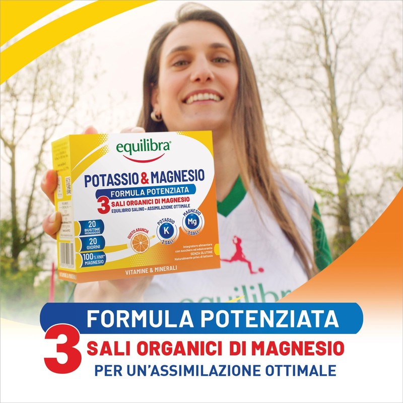 Equilibra Integratori Alimentari, Potassio e Magnesio 3 Formula Potenziata, Integratore