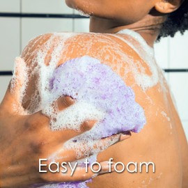 THURLADY 2 Pieces African Net Sponge, African Scrub Bath Net, Exfoliating Body Back Scrubber for All Skin Types, Exfoliating Washcloth, Shower Essentials, Deep Cleansing, Smoother Skin (Purple & Pink)