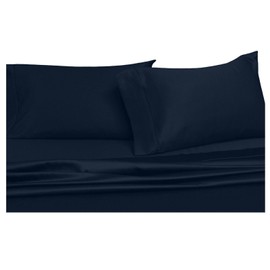 Royal Hotel Bedding Cotton Pillowcases, 2PC Pillow Cases, 100% Cotton, 300 Thread Count, Sateen Solid - Navy - King Size