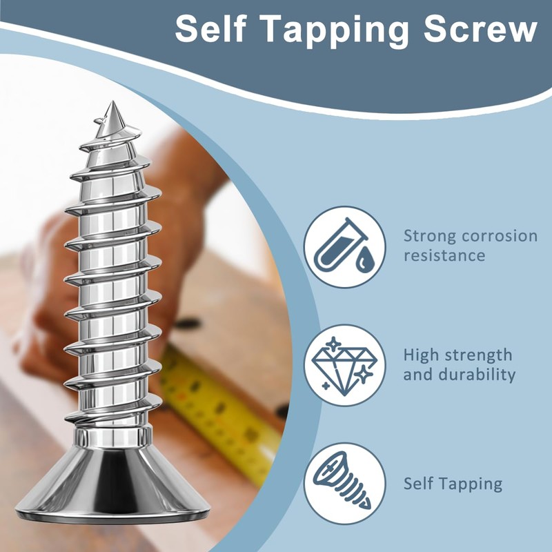 Drenky M5 x 20 mm Wood Screws Stainless Steel Tapping