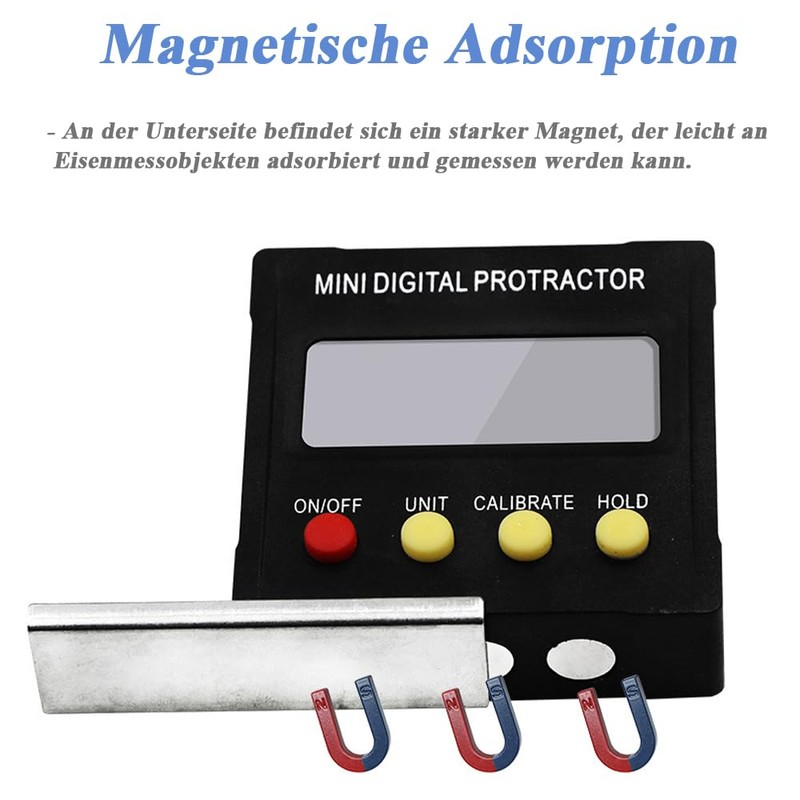 Mesee Digital LCD Protractor, Mini Digital Inclinometer Magnetic Base, Level