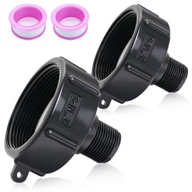 Unbranded 2Pcs 275/330 Gallon IBC Tote Adapter Hose 2 NPT (NPS) Fine Thread To 3/4 Male