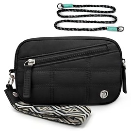 PASMAN Nylon Wristlet Clutch Wallet Purse With Crossbody for Women, RFID Blocking,Credit Card Holder Phone Organizer for Travel or work (black)