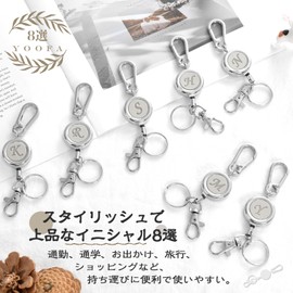 YooFa Key Reel with Carabiner, Stylish, Carabiner Included, Initial Embossing, Multi-functional, Stretchable, Key Reel, Anti-Lost, Reel Key Chain, Includes Carabiner, Telescopic Hanging Name Tag, For