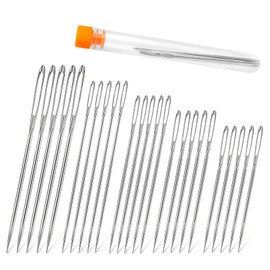 Sewing Needles Large Eye, Pack of 25 Large Needles, Needles with Large Eye, Needle Set, Bag Needle Embroidery Needles with Large Eye, Hand Sewing Needles, Leather for Hand Sewing Crafts (Pointed)