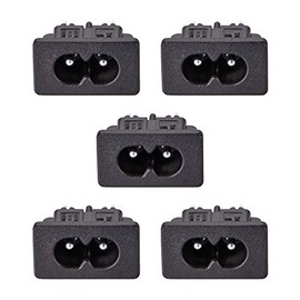 uxcell Uxcell C8 Panel Mount Plug Adapter 250VAC 2.5A 2 Pins IEC Inlet Module Plug Power Connector Straight 5pcs