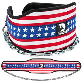 DMoose Dip Belt for Weightlifting, Weight Belt with Chain for Pullup, Gym Lifting Belt for Powerlifting, Squat, Bodybuilding, Heavy Duty Steel, Workout Belt with Comfortable Neoprene Support