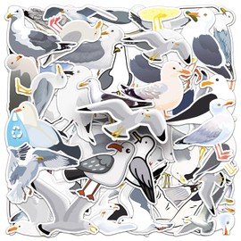 Seagull Stickers 50 Pcs Waterproof Cartoon Cute Animals Sticker for Laptop Water Bottle Skateboard Luggage Scrapbook Bumper Computer Car Bike Guitar Notebook,Vinyl Funny Birds Sticker for Adults