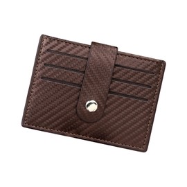 AfitLulu Mens Wallets Carbon Fiber Credit Card Holder Wallet with 6 Card Slots and Snap, Credit Card Wallet Mens Card Wallet Ultra Thin Business Card Holders Wallet for Men (Brown)