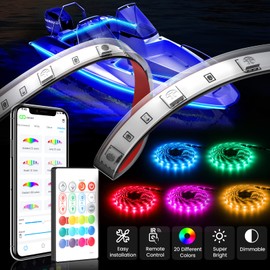 MYPLUS 15ft LED Boat Lights Strip with Bluetooth Control, Waterproof Marine Lights for Cockpit, Deck, Cabin, Pontoon and Fishing Boat