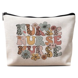 YeiHe Nurse Makeup Bag, Nurse Gifts, Nurse Gifts for Women, Groovy Retro Nurse Floral Cosmetic Bags for Women, Future Nurse Gifts, School Nurse Gifts, Nurse Makeup Pouch Zipper Pouch