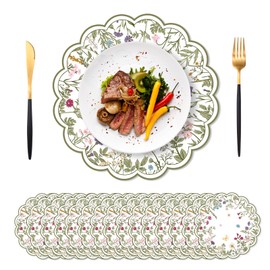 SMUAENSS 50 PCS Paper Placemats Disposable, Vintage Wildflower Place Mats, 13.5Inch Antique Herbs and Wild Flowers Table Mats for Wedding Birthday Home Kitchen Party Supplies