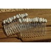 Tumbled White Howlite Stone Hair Combs (Quantity of 2)