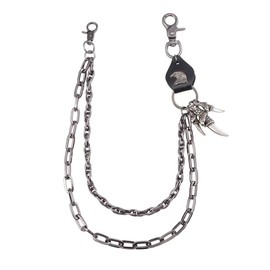 Poskla Leather Sharp Claw Eagle Pants Chain Punk Hip Hop Street Dance Cowboy Waist Chain Punk Key chain (BLACK)