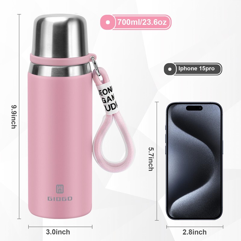 Stainless Steel thermo Bottles with cup 700ml/23.7oz Vacuum Insulated Bottle