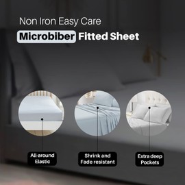 Extra Deep Fitted Sheet 40cm 16 Inch - Non Iron Easy Care Soft Brushed Microfibre Fabric Shrinkage and Fade Resistant, Super King - Silver