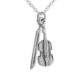 AZAGGI Sterling Silver Handcrated Violin and Bow Necklace (20)