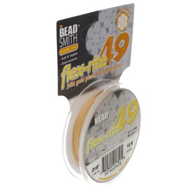 The Beadsmith Flex-Rite 49 Strand Nylon Coated, Stainless-Steel Beading Wire, Jewelry Making Supply (.018 Dia, Gold - 10 Ft)
