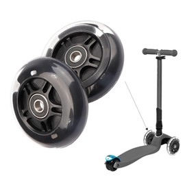 2 Pcs Scooter Wheels Replacement, Kid Scooter Replacement Wheels PU Material, Light-Up Flashing Stunt Scooters Wheel, for All Types of Scooters Accessories 8cmx2cm Black