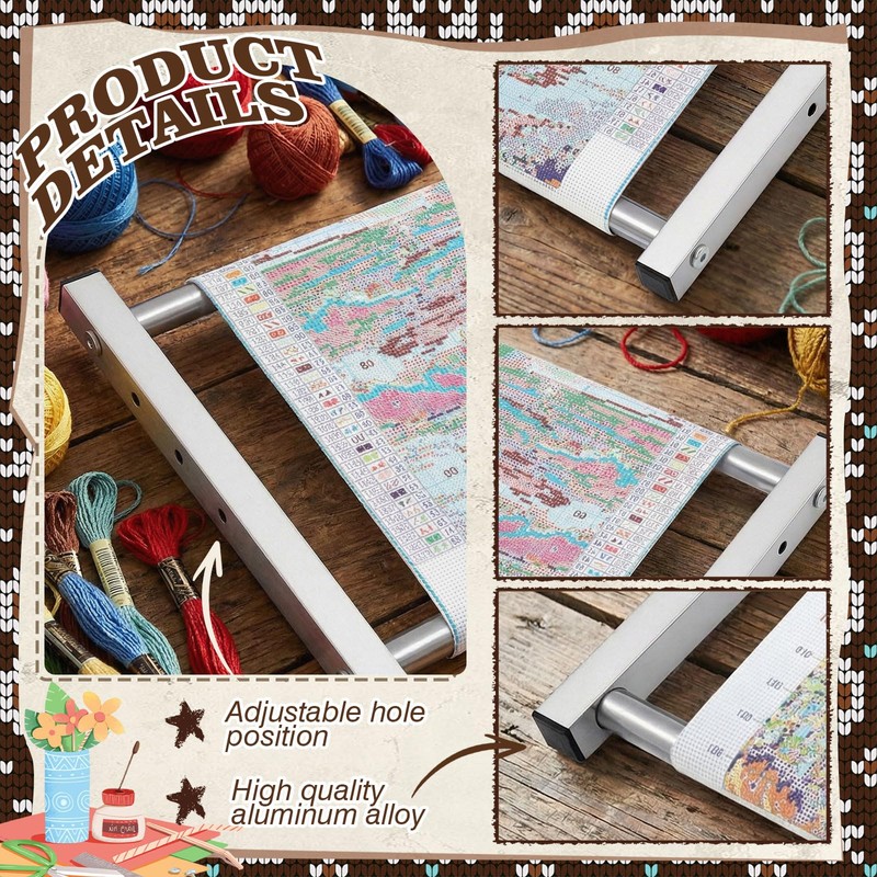 Cross Stitch Stand Frame Scroll – Aluminum Adjustable 4-Width (5.5/7.3/9/11")