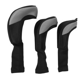 3Pcs Golf Club Head Covers 1 3/5 UT Breathable Mesh Long Neck Portable Golf Club Headcovers Set for Men Women Grey