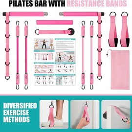 Household Tension Rope Set Pilates workout,Pilates Bar Kit for Women with  , Pilates gym Workout Equipment for Legs, Hip, Waist, Arm, Squats Exercise Equipment for Home Workout, glute workout device  Fitness Elastic Resistance Band Set - Specification: d